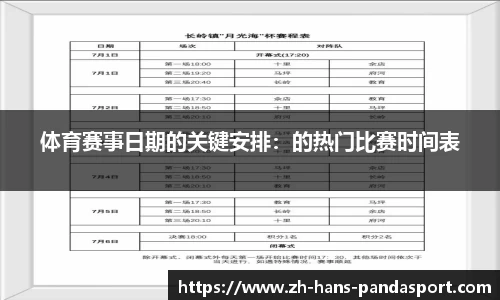 体育赛事日期的关键安排：的热门比赛时间表